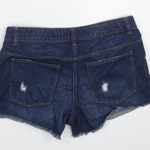 NEXT Girls Blue Cotton Cut-Off Shorts Size 15 Years L3 in Regular Zip