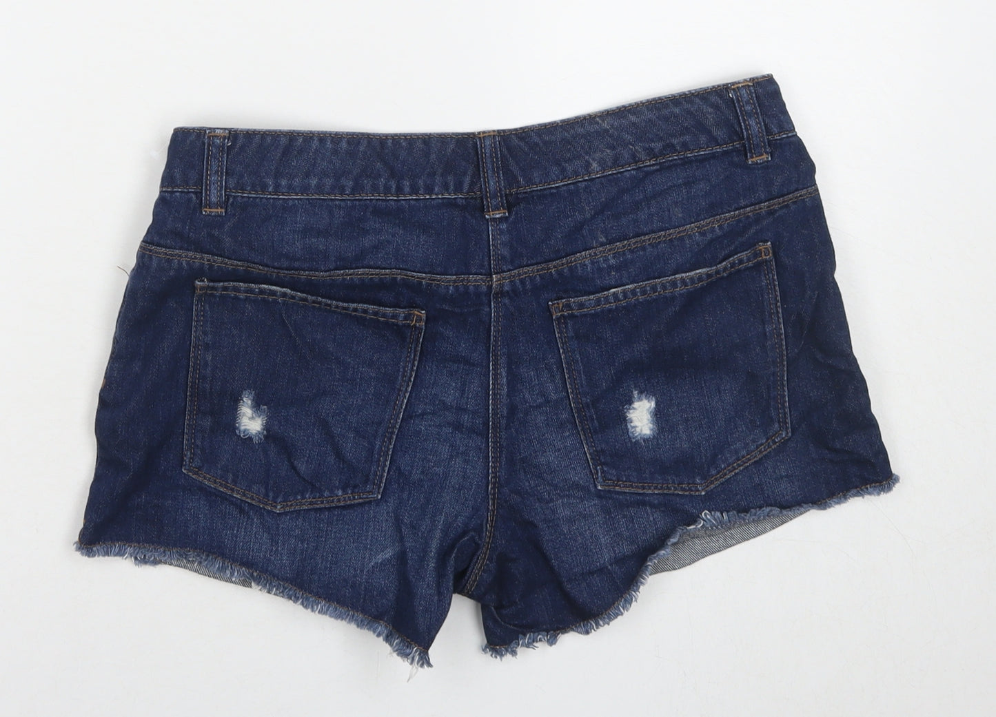 NEXT Girls Blue Cotton Cut-Off Shorts Size 15 Years L3 in Regular Zip