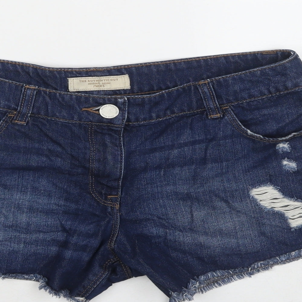 NEXT Girls Blue Cotton Cut-Off Shorts Size 15 Years L3 in Regular Zip