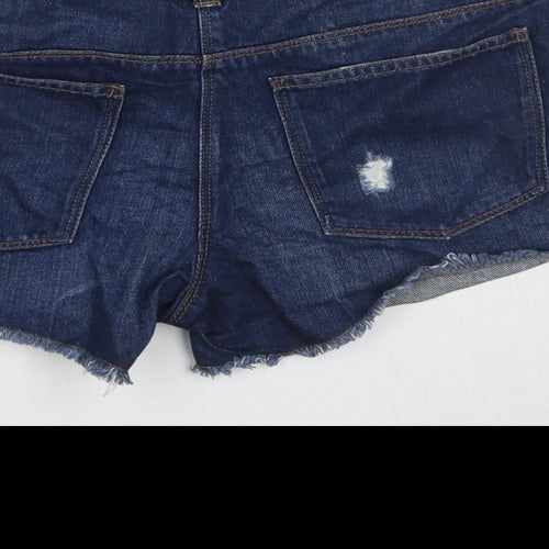 NEXT Girls Blue Cotton Cut-Off Shorts Size 15 Years L3 in Regular Zip