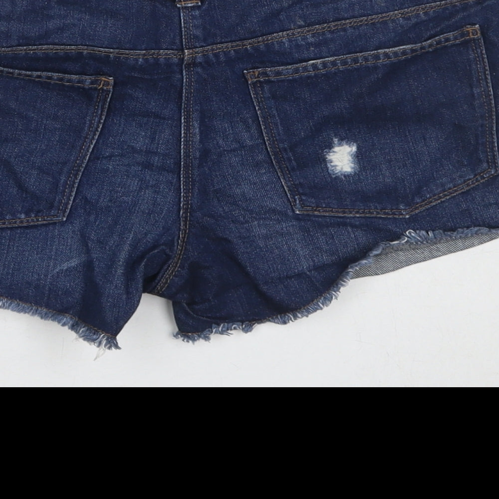 NEXT Girls Blue Cotton Cut-Off Shorts Size 15 Years L3 in Regular Zip