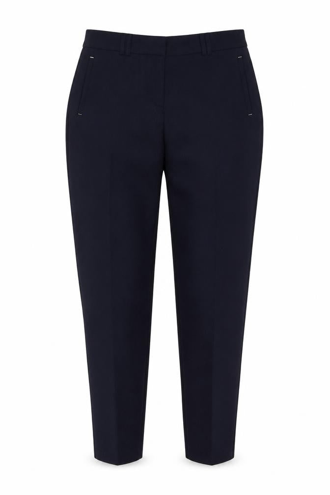 Front view of Dorothy Perkins women’s beige polyester trousers, size UK 8, 27-inch leg regular zip