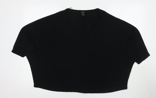 New Look Womens Black V-Neck Viscose Pullover Jumper Size M