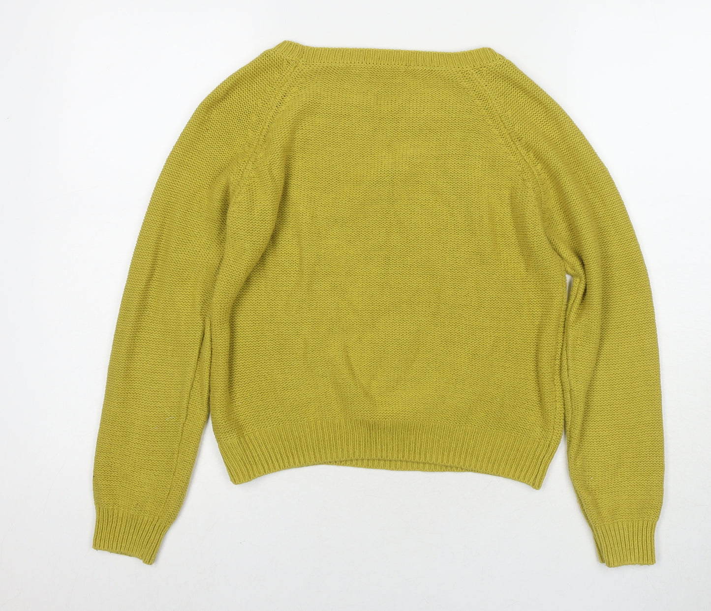 Oasis Womens Green Round Neck Cotton Pullover Jumper Size S