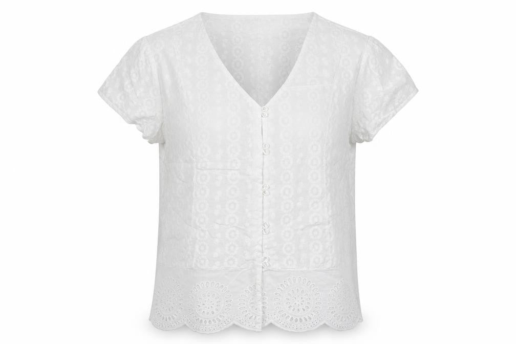 Front view of Roman women’s white polyester basic button-up, size UK 12, v-neck