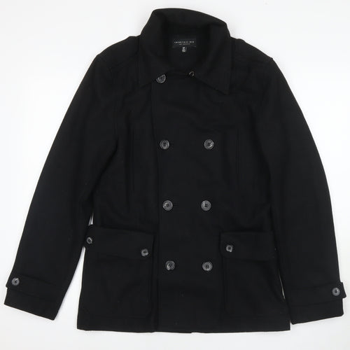 Twenty One Mens Black Overcoat Coat Size S Button
