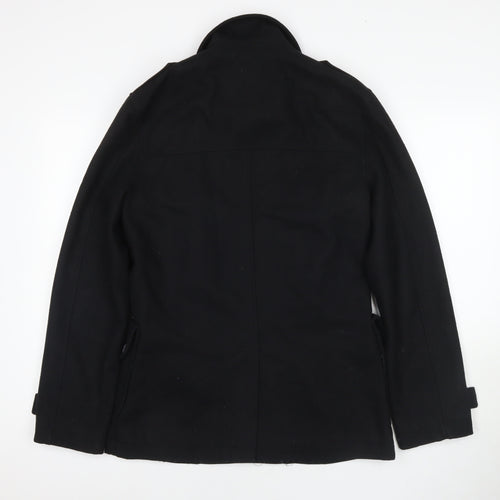 Twenty One Mens Black Overcoat Coat Size S Button