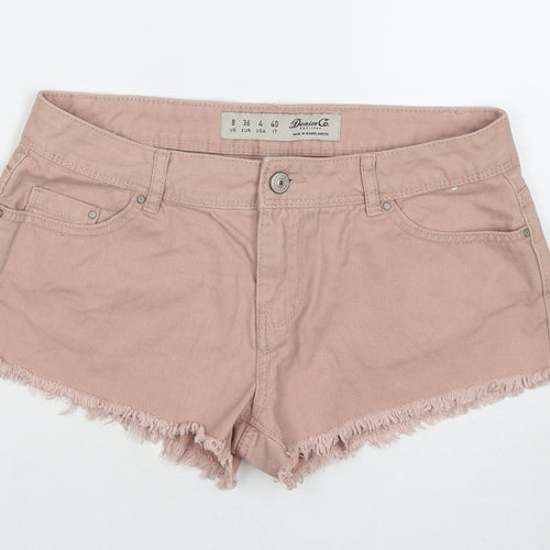 Denim & Co. Womens Beige Cotton Hot Pants Shorts Size 8 L3 in Regular Zip