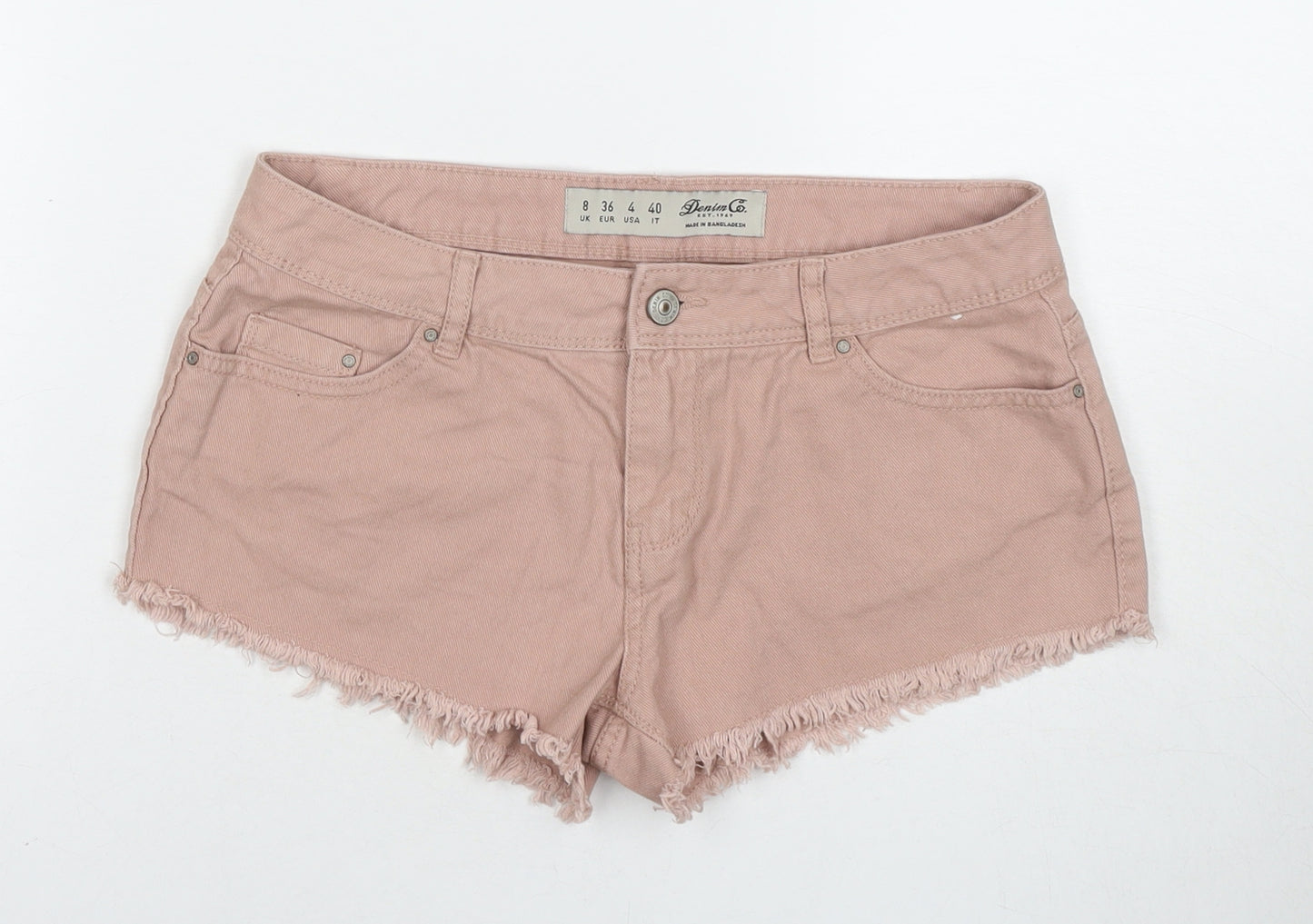 Denim & Co. Womens Beige Cotton Hot Pants Shorts Size 8 L3 in Regular Zip