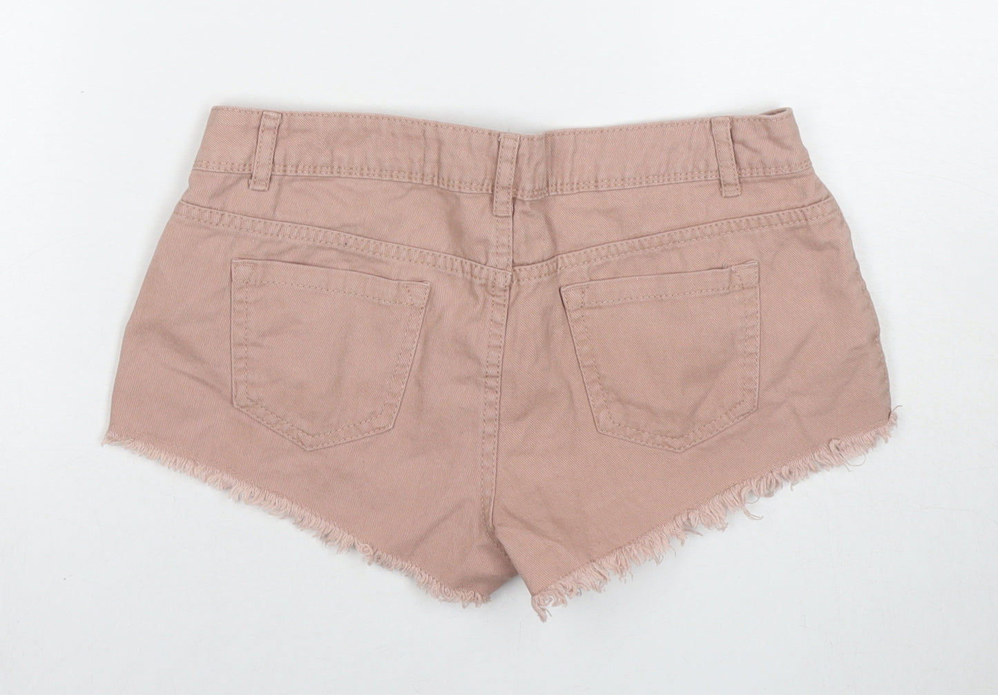 Denim & Co. Womens Beige Cotton Hot Pants Shorts Size 8 L3 in Regular Zip