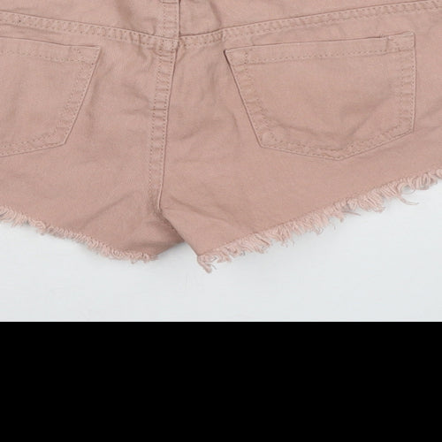 Denim & Co. Womens Beige Cotton Hot Pants Shorts Size 8 L3 in Regular Zip