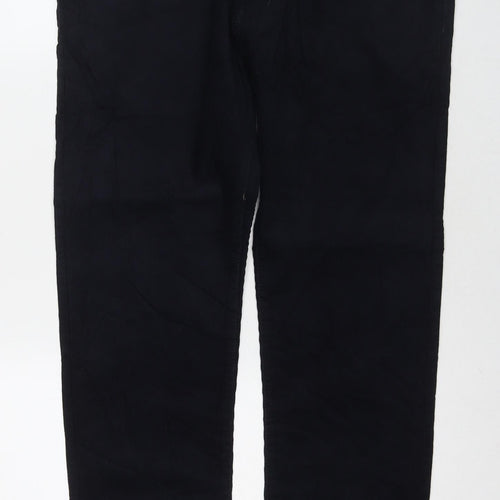 Marks and Spencer Mens Blue Cotton Trousers Size 34 in L29 in Regular Zip