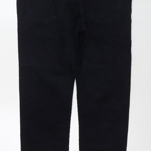 Marks and Spencer Mens Blue Cotton Trousers Size 34 in L29 in Regular Zip