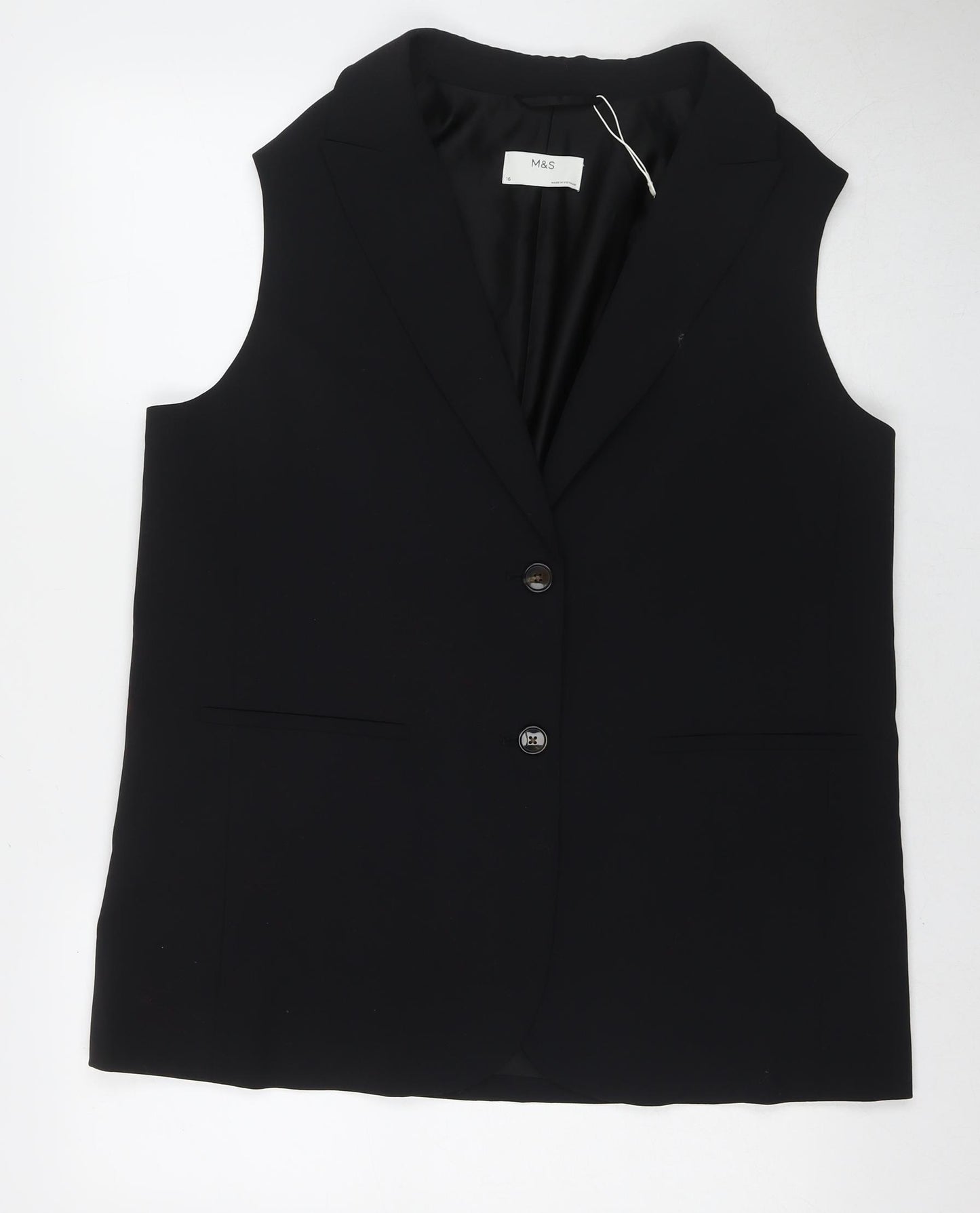 Marks and Spencer Womens Black Gilet Waistcoat Size 16 Button