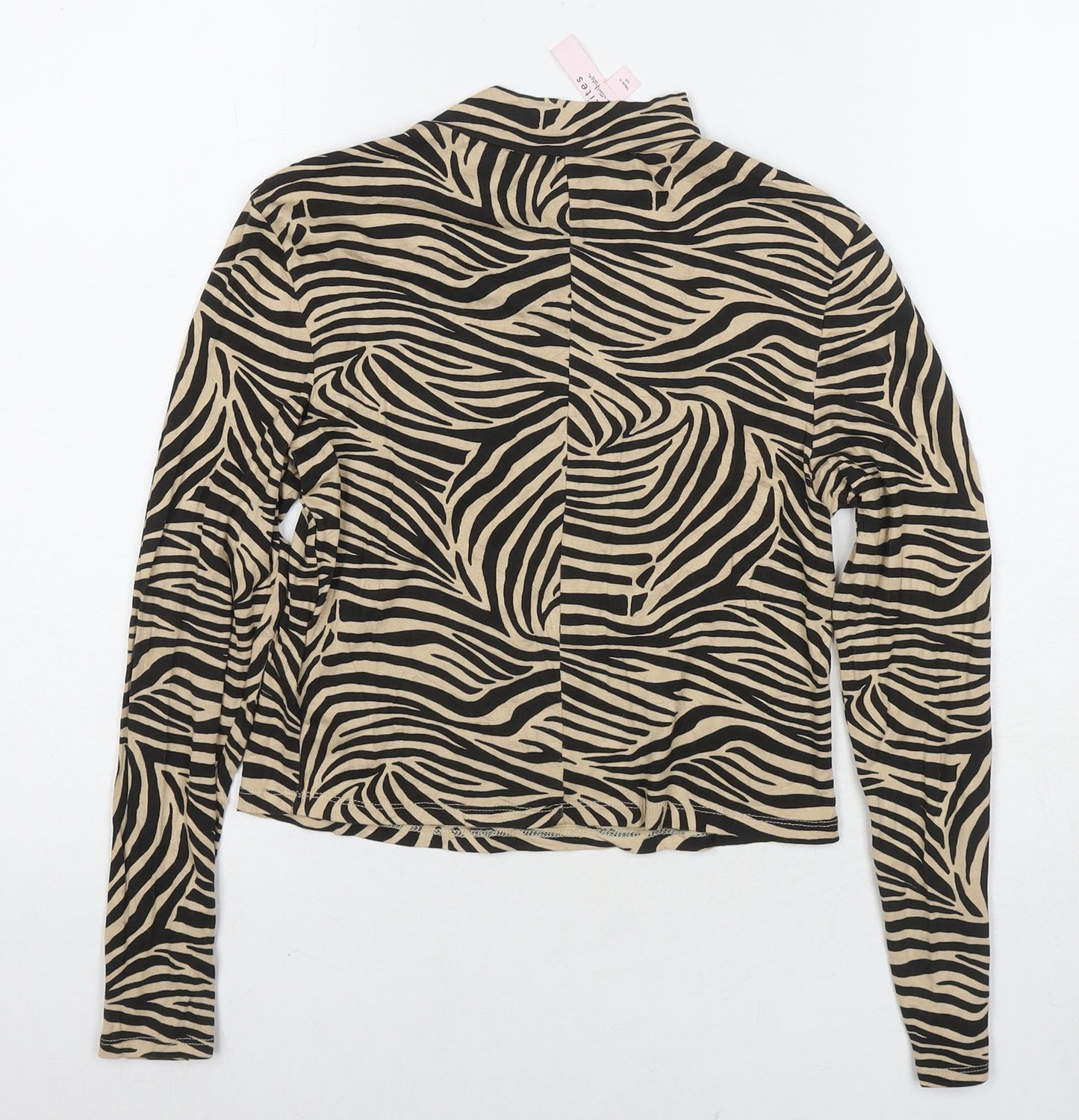 Miss Selfridge Womens Beige Animal Print Viscose Basic T-Shirt Size 10 Round Neck - Tiger Print
