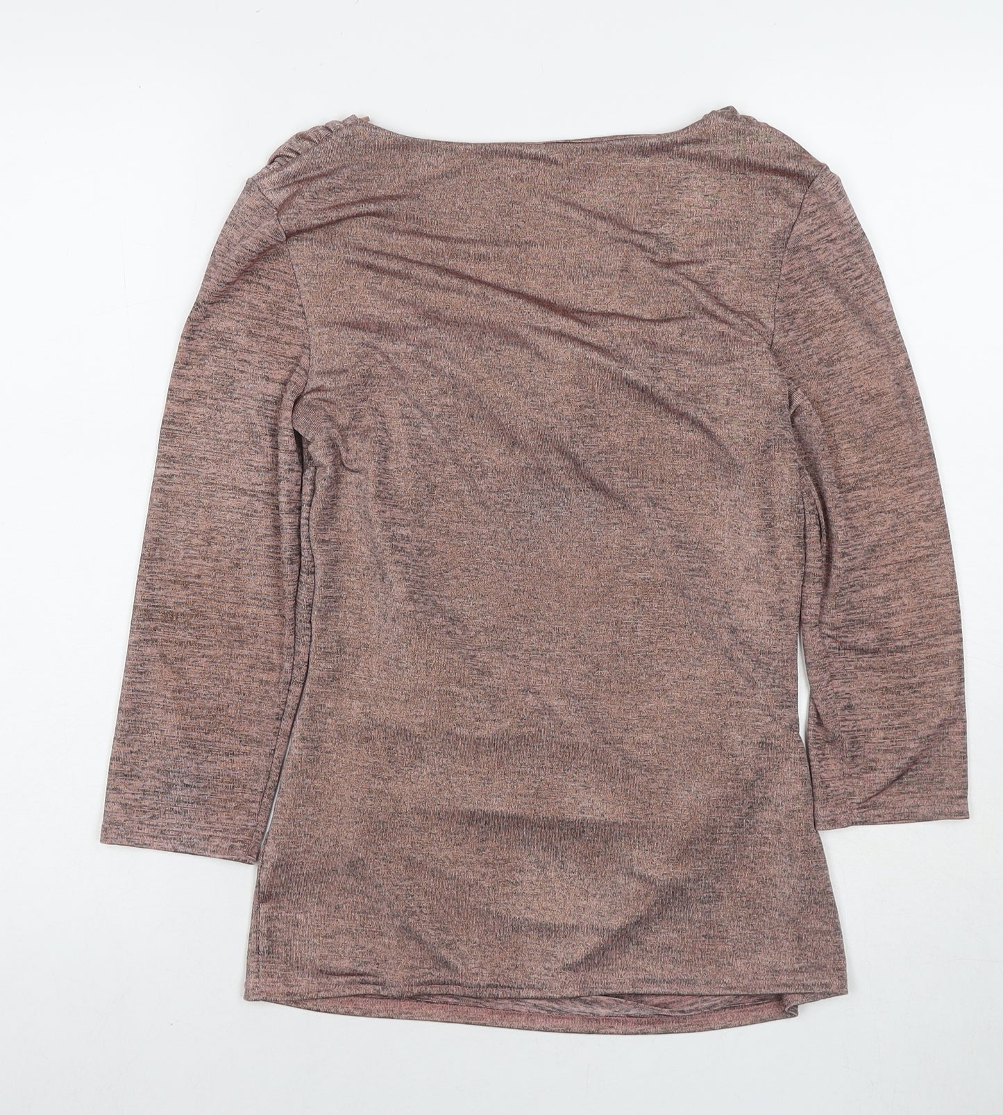 Roman Womens Beige Polyester Basic Blouse Size 10 Scoop Neck
