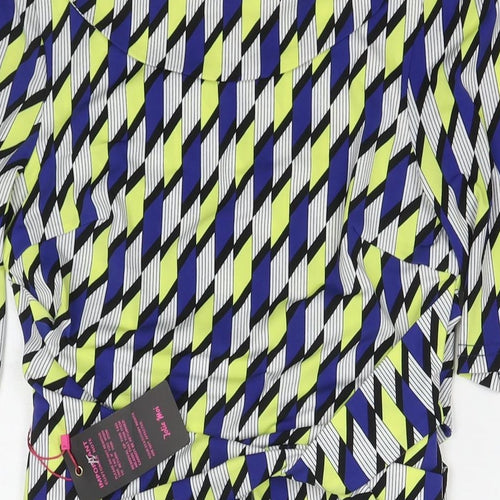 Jolie Moi Womens Multicoloured Geometric Polyester A-Line Size 10 Boat Neck Pullover