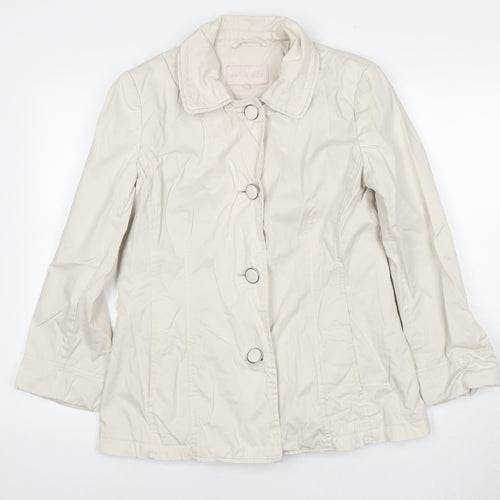 Per Una Womens Beige Pea Coat Coat Size 10 Button