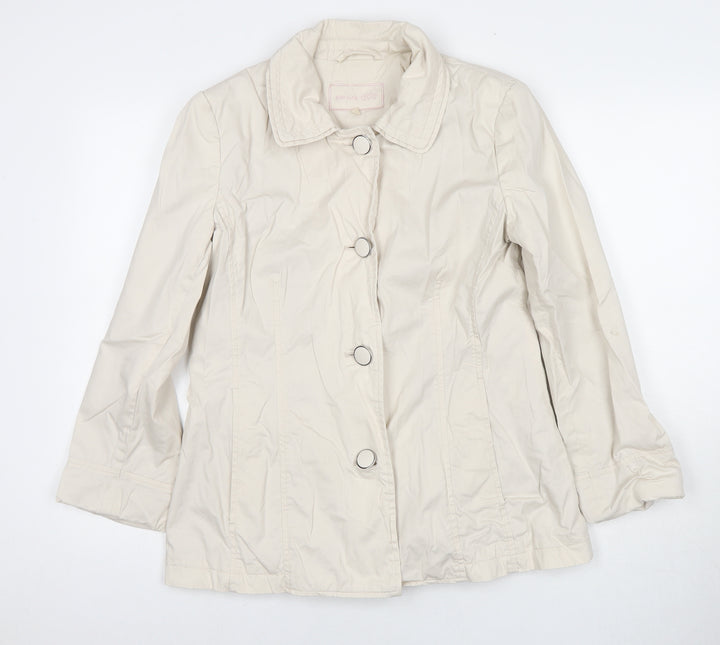 Per Una Womens Beige Pea Coat Coat Size 10 Button