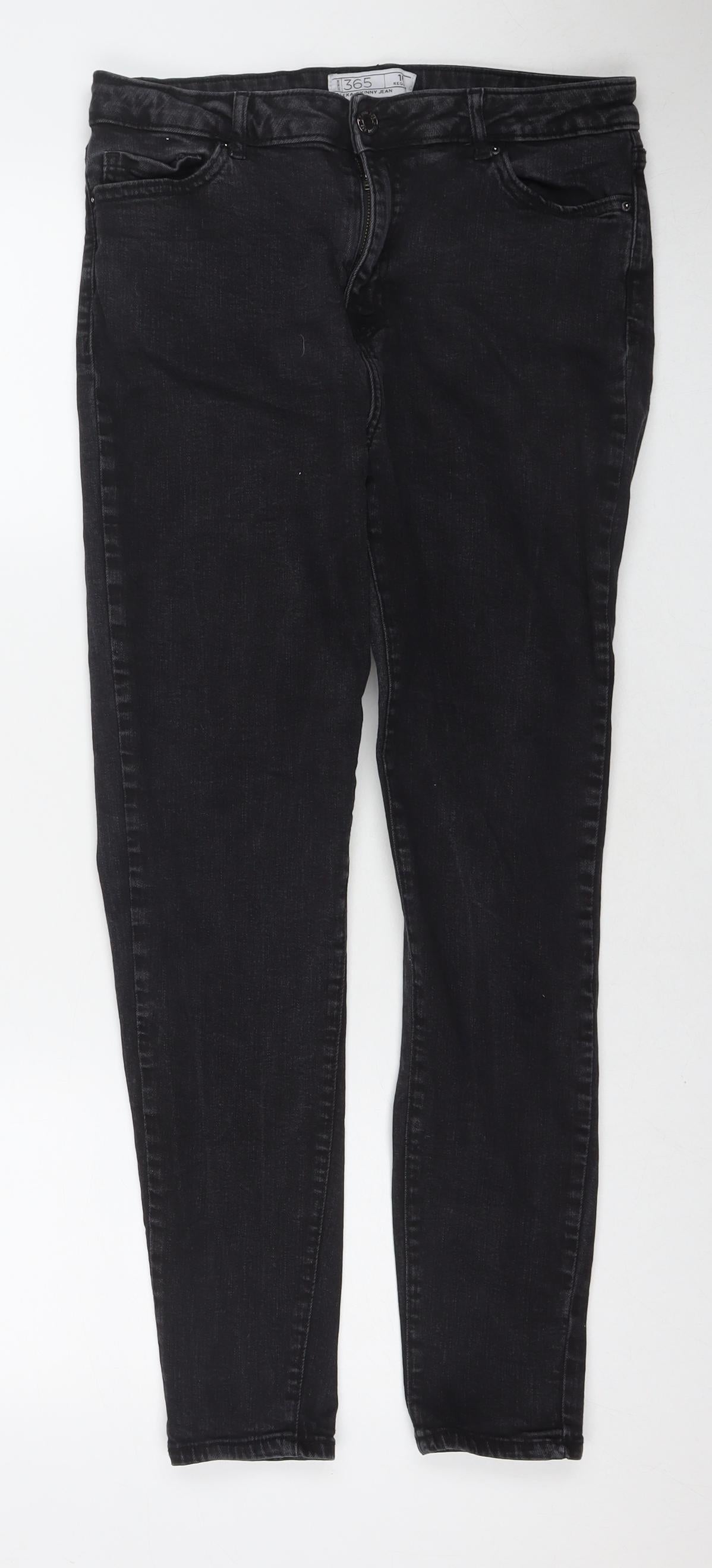 365 Denim Womens Black Cotton Skinny Jeans Size 16 L27 in Regular Zip