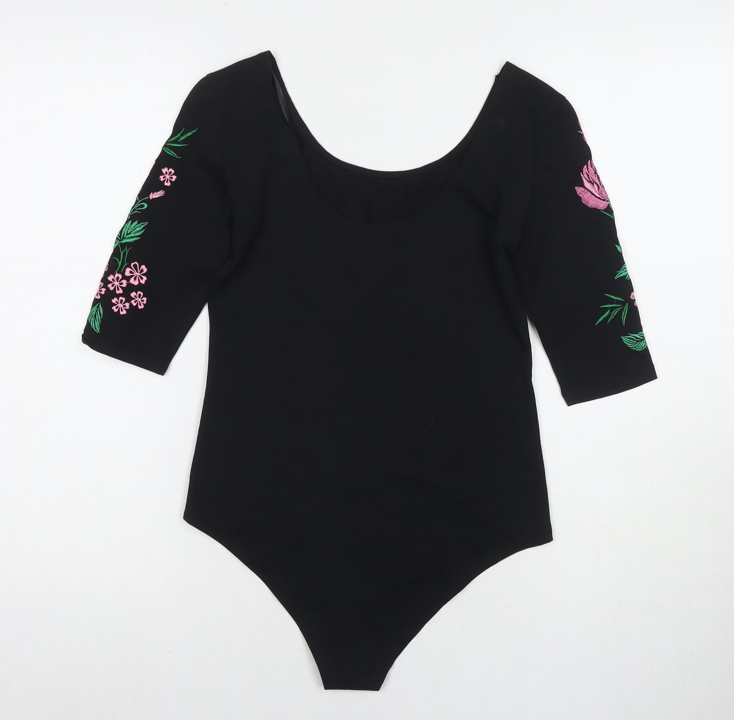 OOTD Womens Black Cotton Bodysuit One-Piece Size 10 Snap