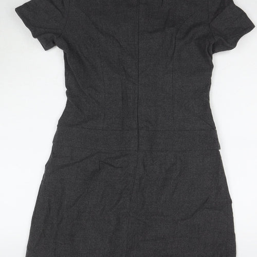 Sticky Fingers Womens Grey Wool A-Line Size 12 Round Neck Zip