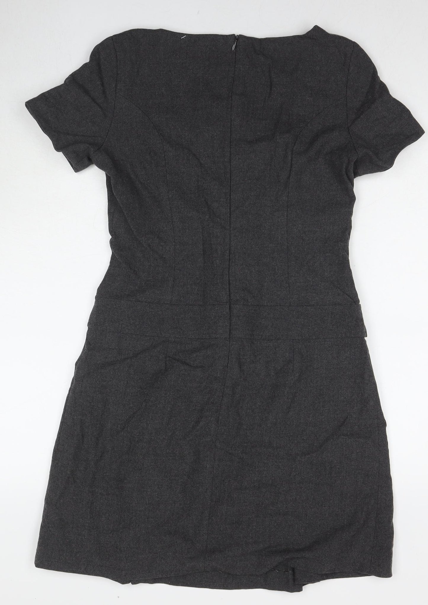 Sticky Fingers Womens Grey Wool A-Line Size 12 Round Neck Zip