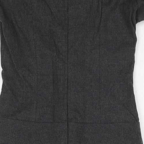 Sticky Fingers Womens Grey Wool A-Line Size 12 Round Neck Zip