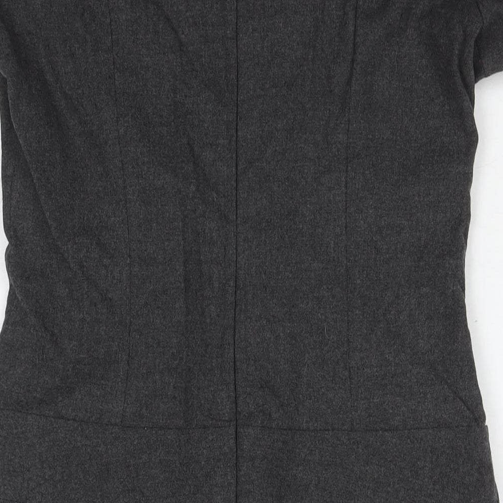 Sticky Fingers Womens Grey Wool A-Line Size 12 Round Neck Zip