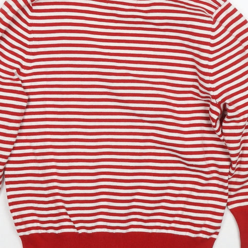 Debenhams Womens Red Round Neck Striped Cotton Pullover Jumper Size 10