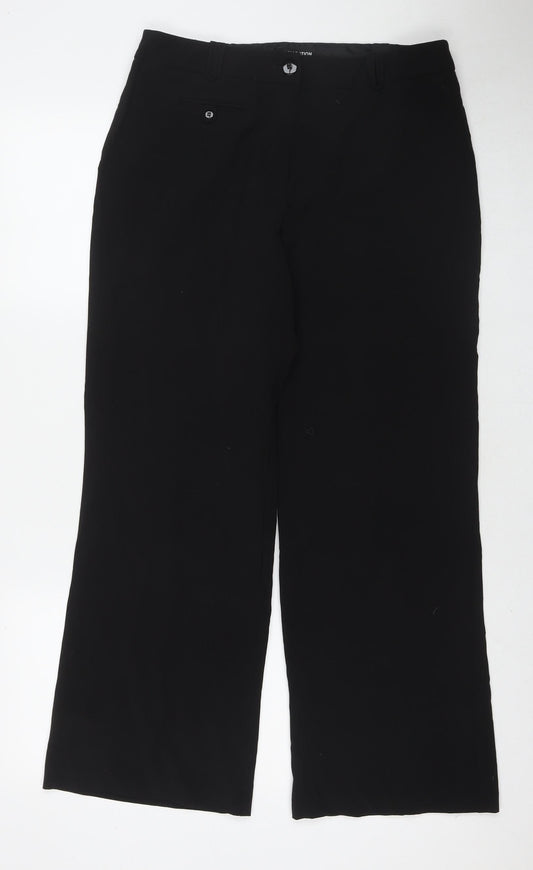 Debenhams Womens Black Polyester Trousers Size 12 L27 in Regular Button