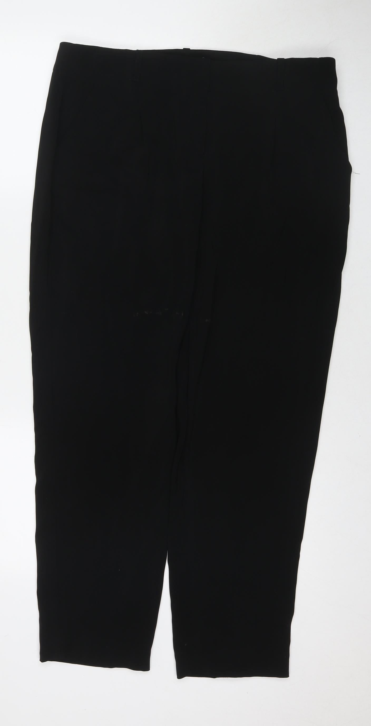 Autograph Womens Black Polyester Trousers Size 14 L27 in Regular Zip