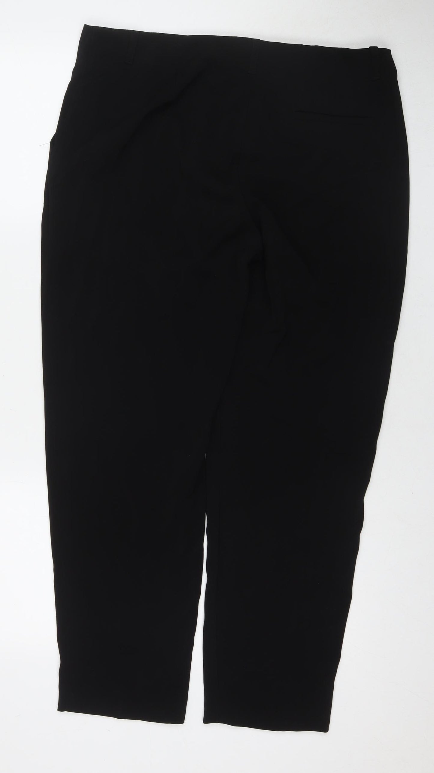 Autograph Womens Black Polyester Trousers Size 14 L27 in Regular Zip