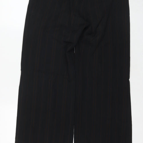 Jasper Conran Womens Black Striped Acetate Trousers Size 8 L31 in Regular Zip