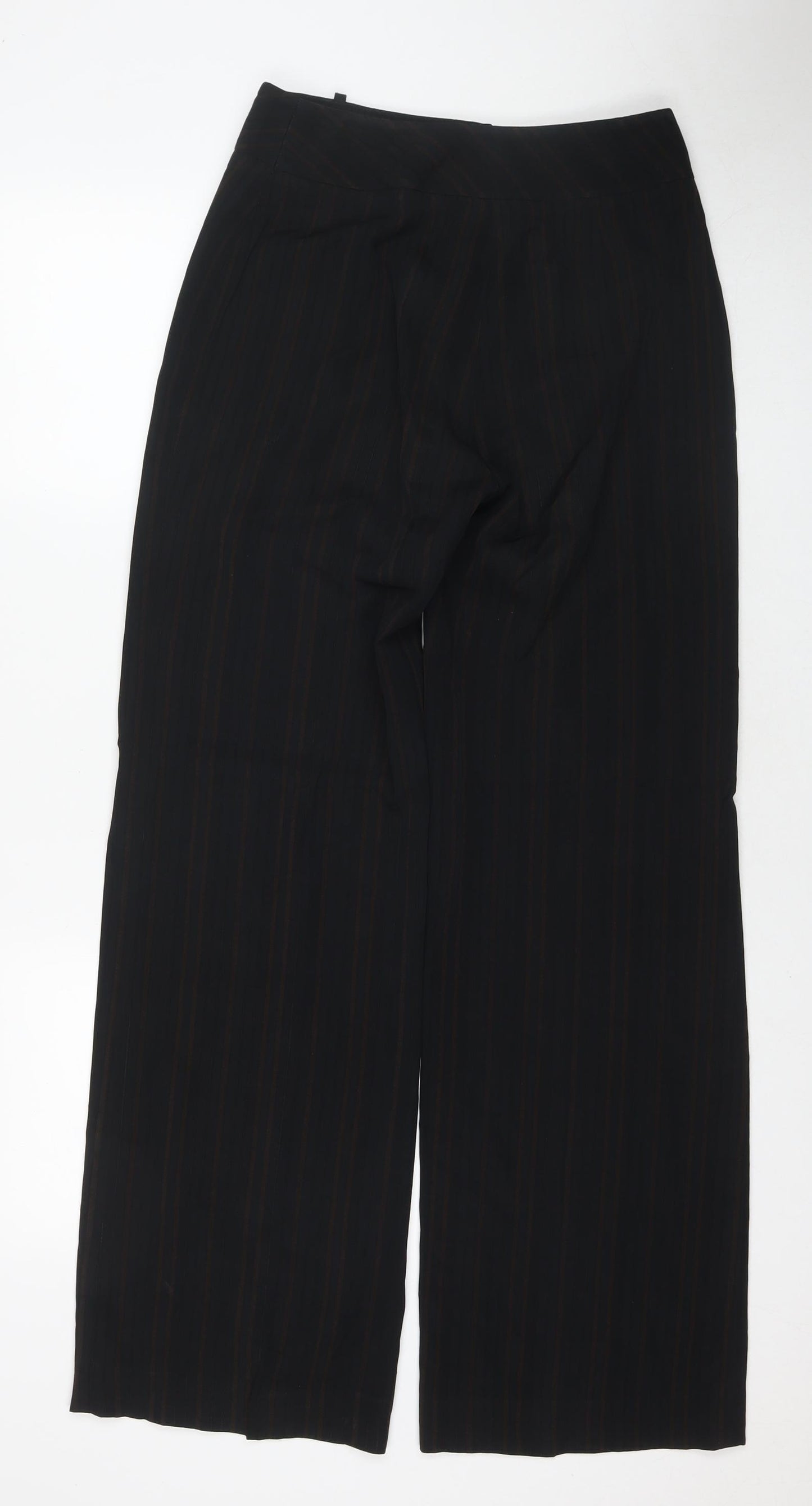 Jasper Conran Womens Black Striped Acetate Trousers Size 8 L31 in Regular Zip