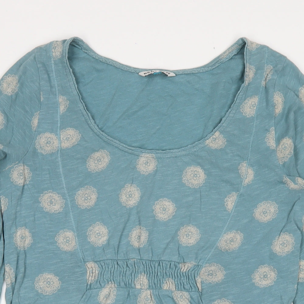 White Stuff Womens Blue Geometric Cotton Fit & Flare Size 10 Round Neck Pullover