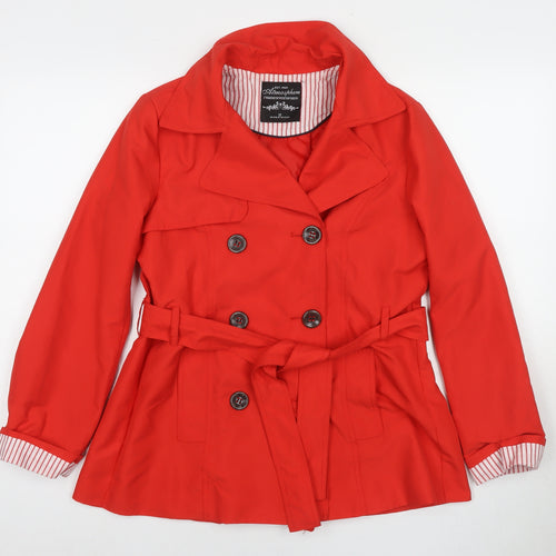 Atmosphere Womens Red Pea Coat Coat Size 12 Button
