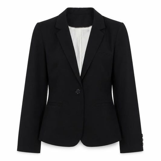 Front view of Next women’s black jacket blazer, size UK 8, button