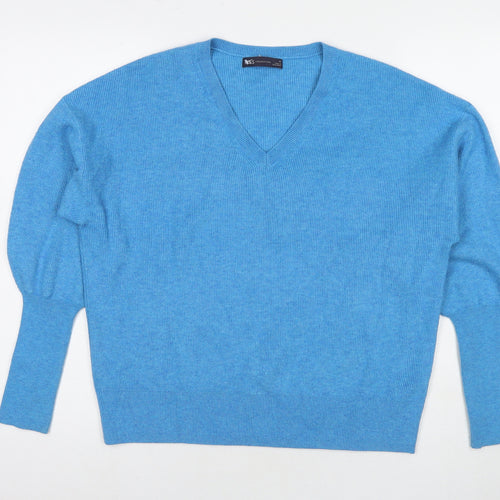 Marks and Spencer Womens Blue Round Neck Polyester Pullover Jumper Size M