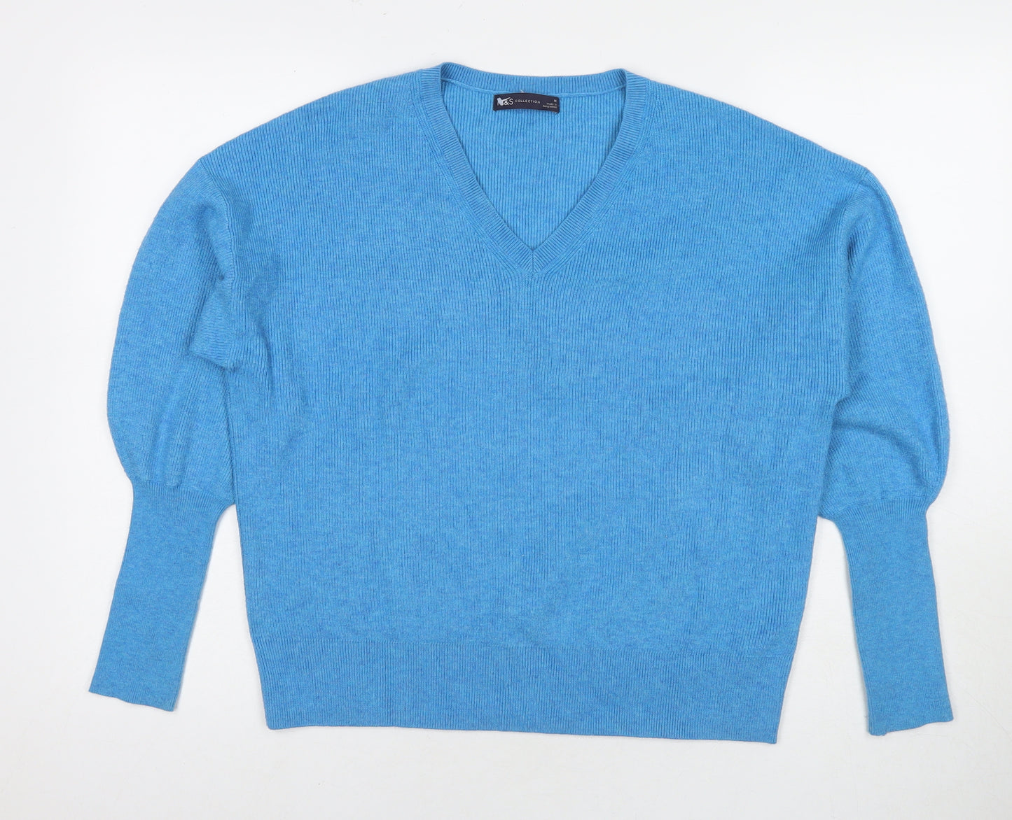 Marks and Spencer Womens Blue Round Neck Polyester Pullover Jumper Size M