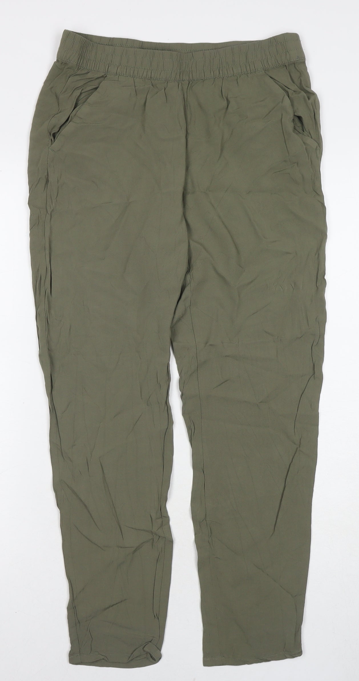 Divided by H&M Womens Green Viscose Trousers Size 8 L25 in Regular