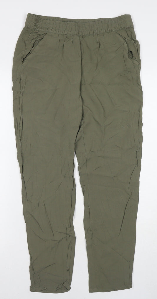 Divided by H&M Womens Green Viscose Trousers Size 8 L25 in Regular