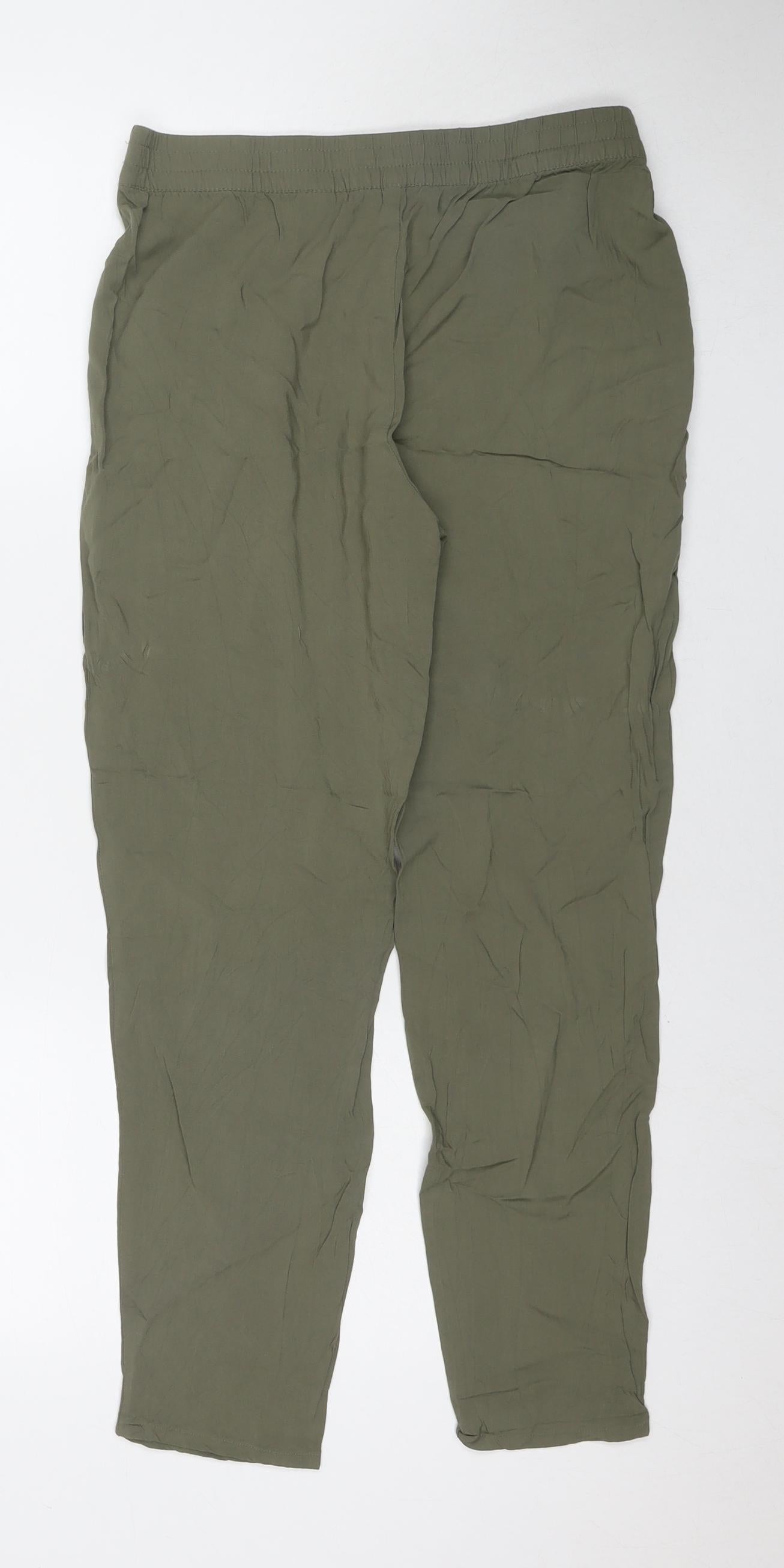 Divided by H&M Womens Green Viscose Trousers Size 8 L25 in Regular