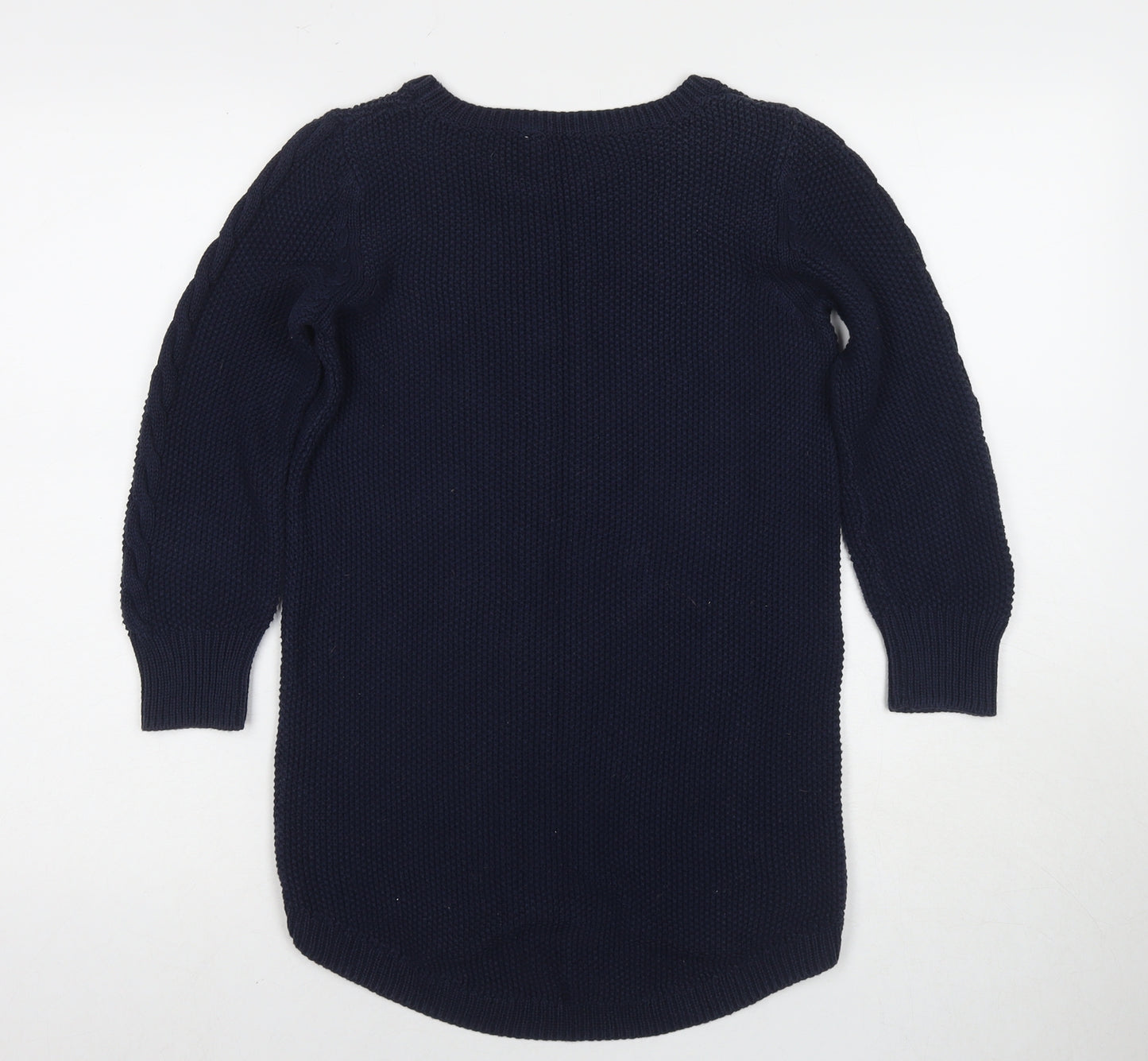 Oasis Womens Blue Round Neck Cotton Pullover Jumper Size S