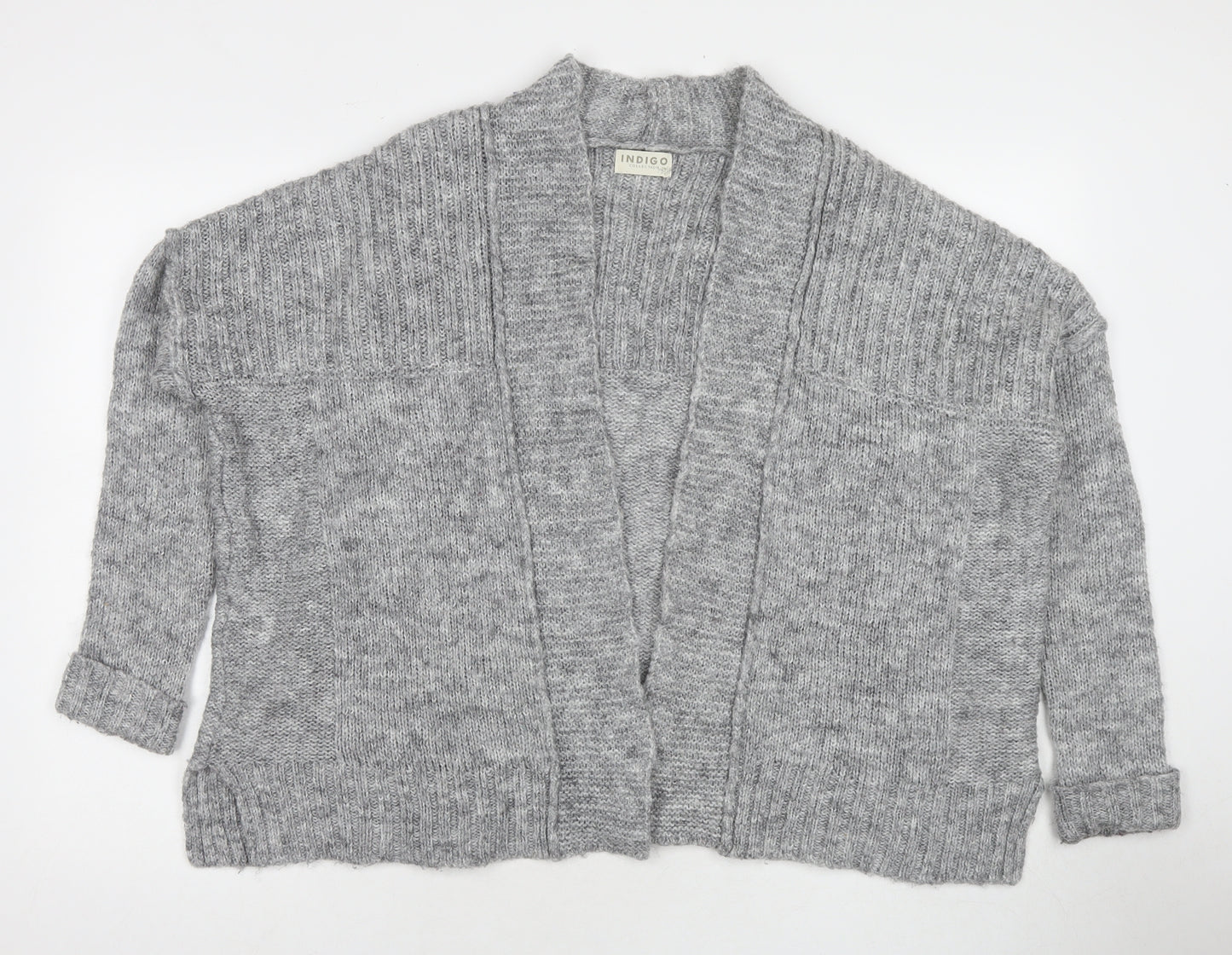 Marks and Spencer Womens Grey V-Neck Polyester Cardigan Jumper Size 14