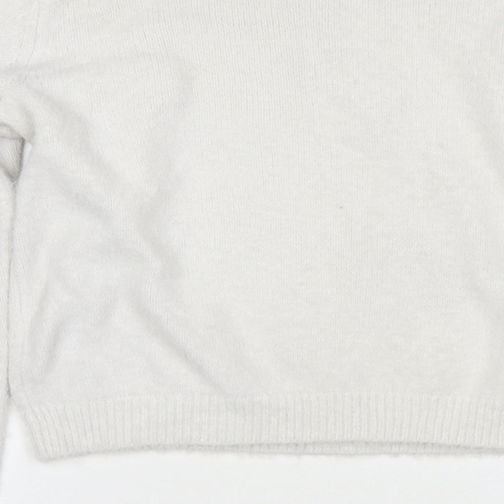 Bershka Womens White Round Neck Polyester Pullover Jumper Size M