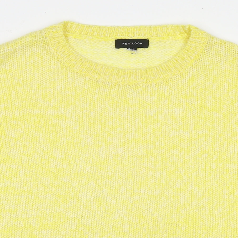 New Look Womens Yellow Round Neck Acrylic Pullover Jumper Size M