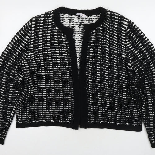 Per Una Womens Black V-Neck Striped Acrylic Cardigan Jumper Size 20