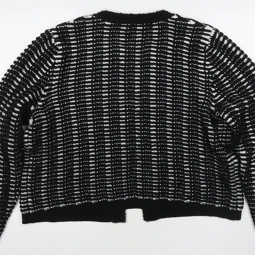 Per Una Womens Black V-Neck Striped Acrylic Cardigan Jumper Size 20