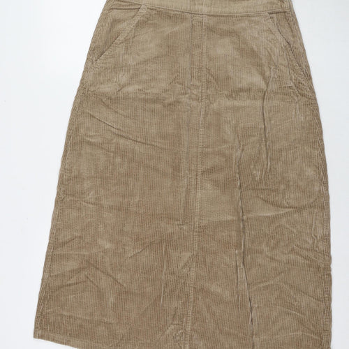 Seasalt Womens Brown Cotton A-Line Skirt Size 12 Zip